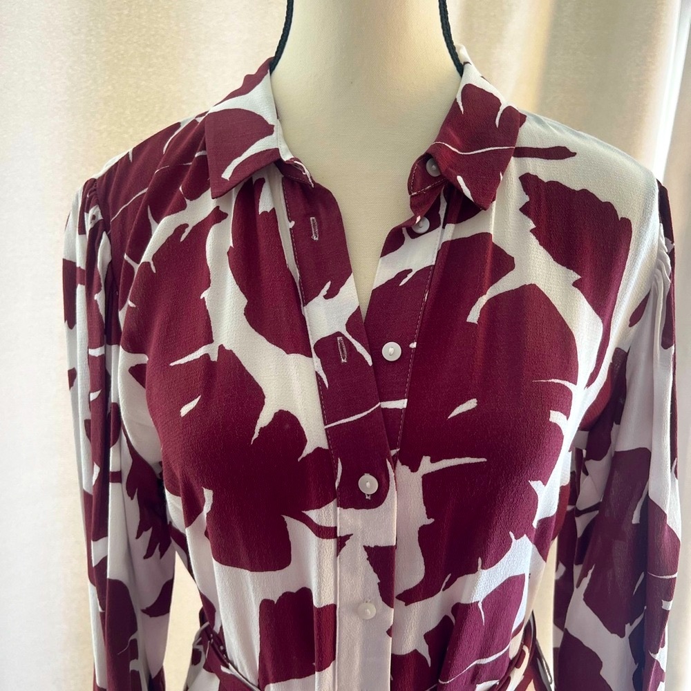 Zara Burgundy Wrap Tie Front Long Sleeve Sundress